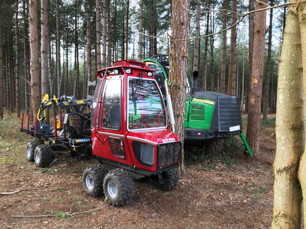 Forestry machines used in training