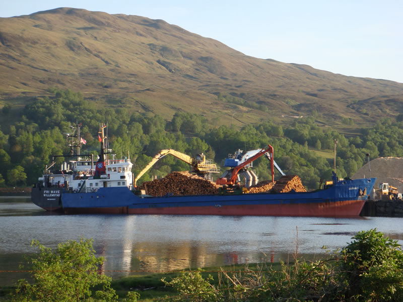 Scottish Forestry - Burhou getting loaded at Corpach Pier