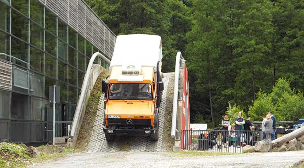 Unimog on the extreme test track at the Unimog Museum