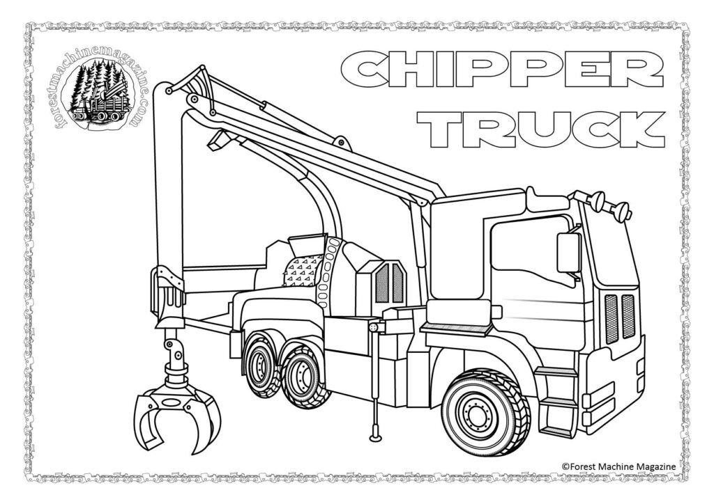 Chipper Truck - Forest Machine Magazine - Young Loggers Colouring In Picture