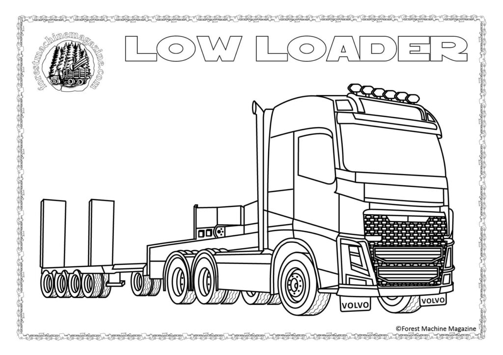 Low Loader - Forest Machine Magazine - Young Loggers Colouring In Picture