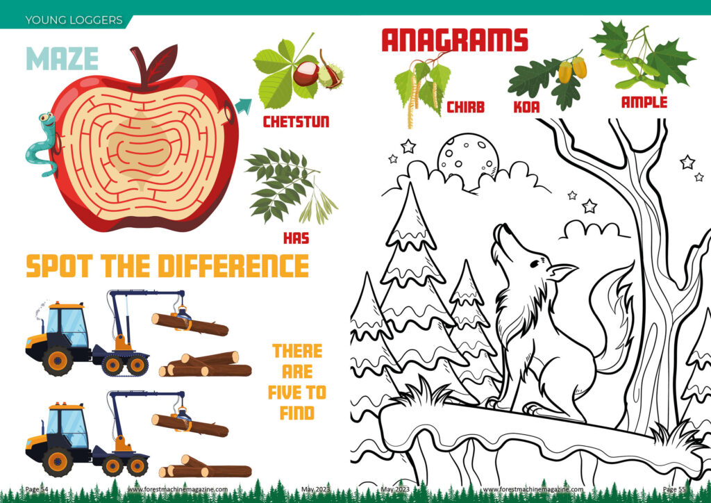 Young Loggers puzzle page - May 2023 - Forest Machine Magazine