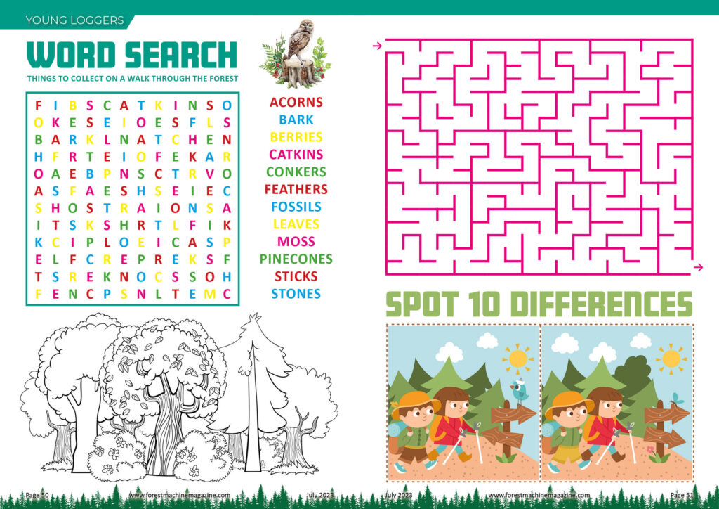 Young Loggers puzzle page - July 2023 - Forest Machine Magazine