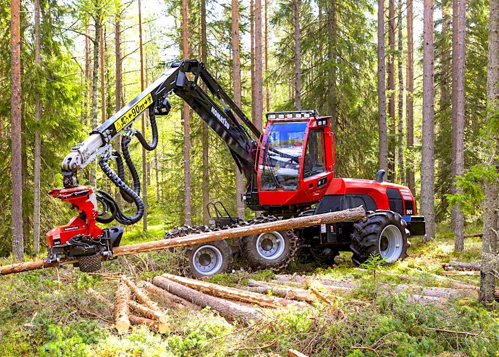 Komatsu Forest Harvester Windblown Trees